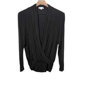 AMOUR VERT USA Women's Medium Angela Dream Knit Draped Wrap Top Black